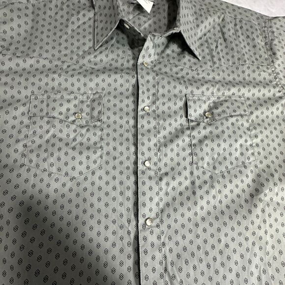 Wrangler Wrancher Geometric Pearl Snaps SS Shirts Men's Size 2XT MTW1414 - Picture 2 of 10